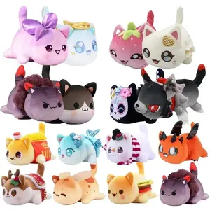 20cm/7.87in Aphmau Meows Cat Plush Toy Soft Meemeow Stuffed Donut Cat Plush Kawaii French Fry Cheeseburger Food Doll Christmas Gifts