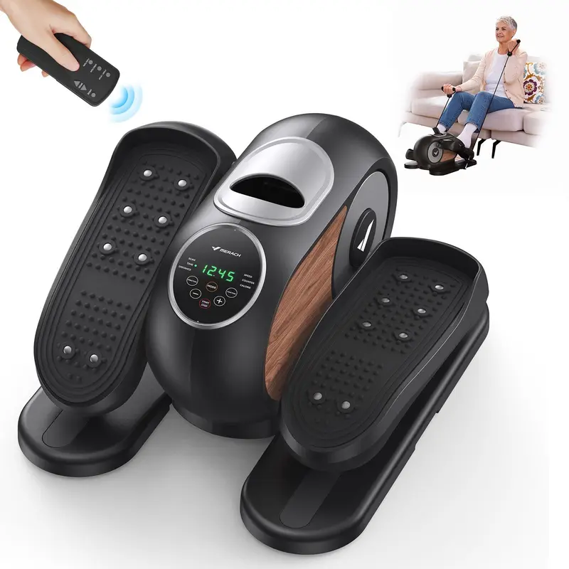 MERACH Under Desk Elliptical Trainer - Home Fitness Equipment, Compact Mini Elliptical Steppers, 12 Speeds Adjustable, Quiet Portable Seated Pedal Exerciser for Seniors with Remote Control & Non-Slip Pad