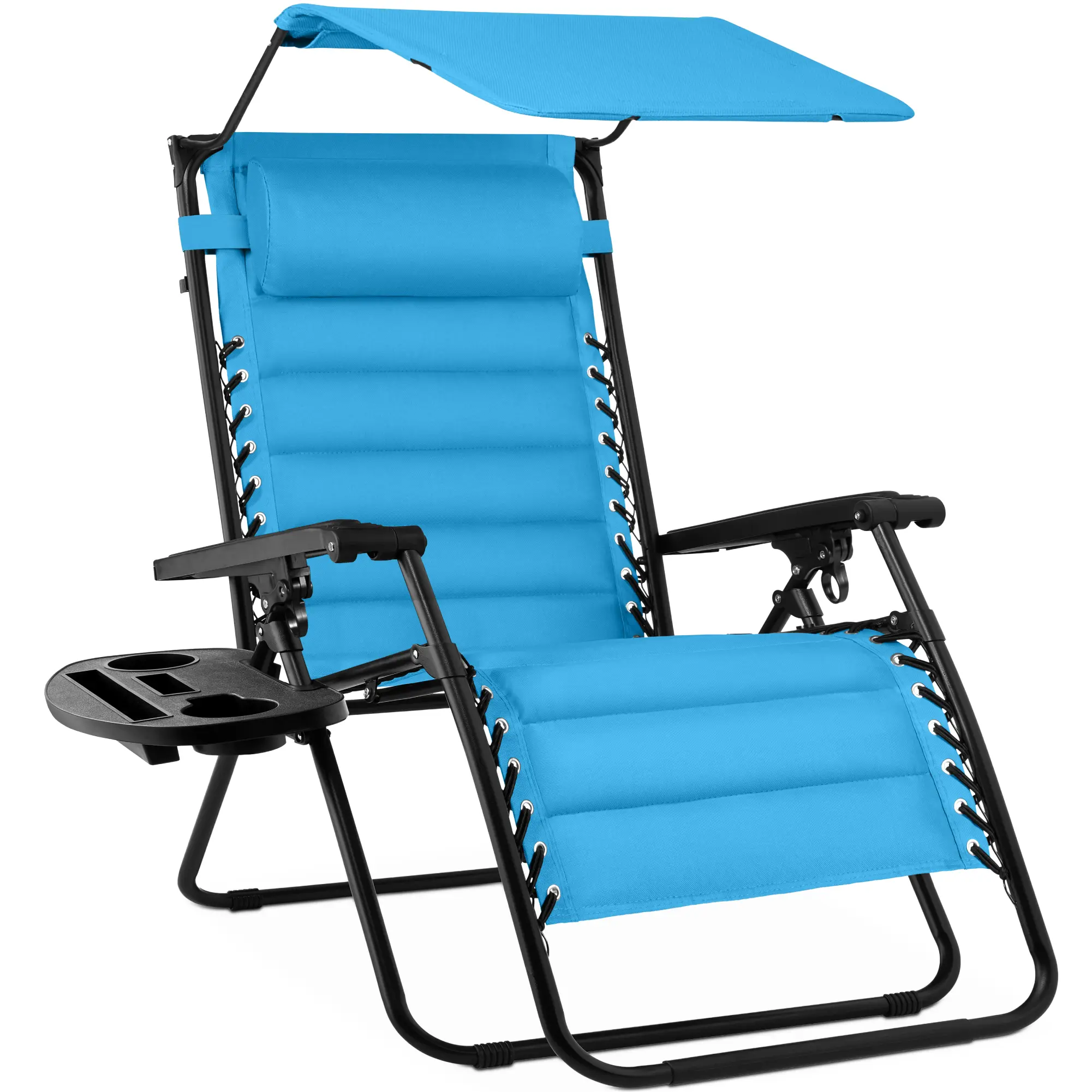 Best Choice Products Oversized Padded Zero Gravity Chair w/ Canopy Headrest Cup Holder Side Tray​