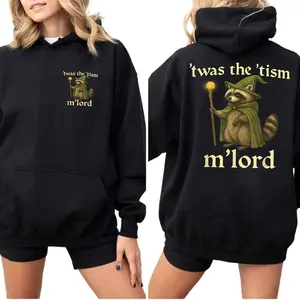[Made In USA] Twas The Tism Mlord Hoodie, Funny Autistic Meme Hoodie, Gen Z Neurodivergent Humor Pullover, Silly Frogcore Knight Aesthetic, ADHD Autism Graphic Streetwear for Men & Women