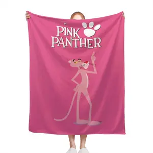 Cute P-Pink P-Panther Knitted Blankets Leopard Head Cartoon Fleece Throw Blanket Home Couch Personalised Soft Warm Bedspreads,