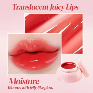 Cute Korean Jelly Blush Balm, 3-In-1 High Pigmentation Blush & Lip Gloss, Berry Color for Clean Girl Makeup, Includes Lip Brush, Daily Use