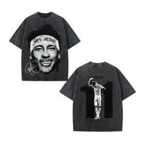 Neymar Jr 11 #   WorldCup2026 Oversized Washed Tee, Retro Football Graphic Streetwear Cotton Top
