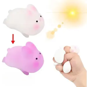 1-10PCS Color Changing Love Rabbit Pinch Music Toy Slow Rebound Simulation Stress Relieving Gift for Adult and Children Party