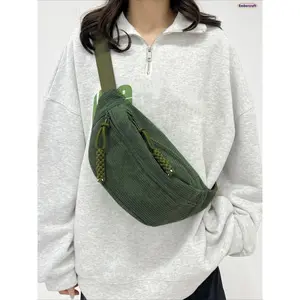 Women's Plain Color Zipper Fanny Pack, Casual Multi-pocket Waist Bag, Adjustable Hands-free Chest Bag for Sports, Travel, Daily Use, Jogging, Hiking, Lightweight Durable Everyday Belt Bag