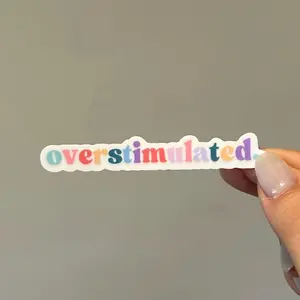 overstimulated sticker, colorful, cute, adorable, funny meme, Funny Laptop Sticker, Funny Decals, Laptop Water Bottle Decal