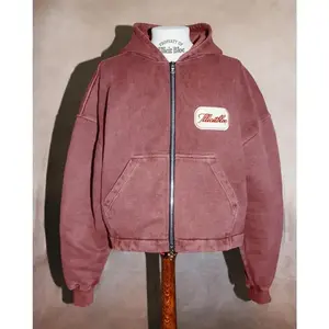 Fashion Trend New Solid Color Letter Patch Hooded Zipper Sweatshirt Men Y2K Hip Hop Retro Harajuku Versatile Couple Sports Hoodie