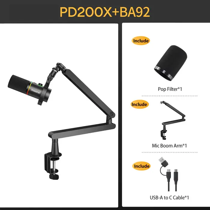 PD200XS Black【With BA92 Boom Arm】