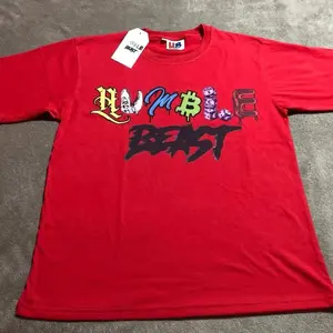Red New HB Logo T Shirt with Humble Beast Design W/ DTG