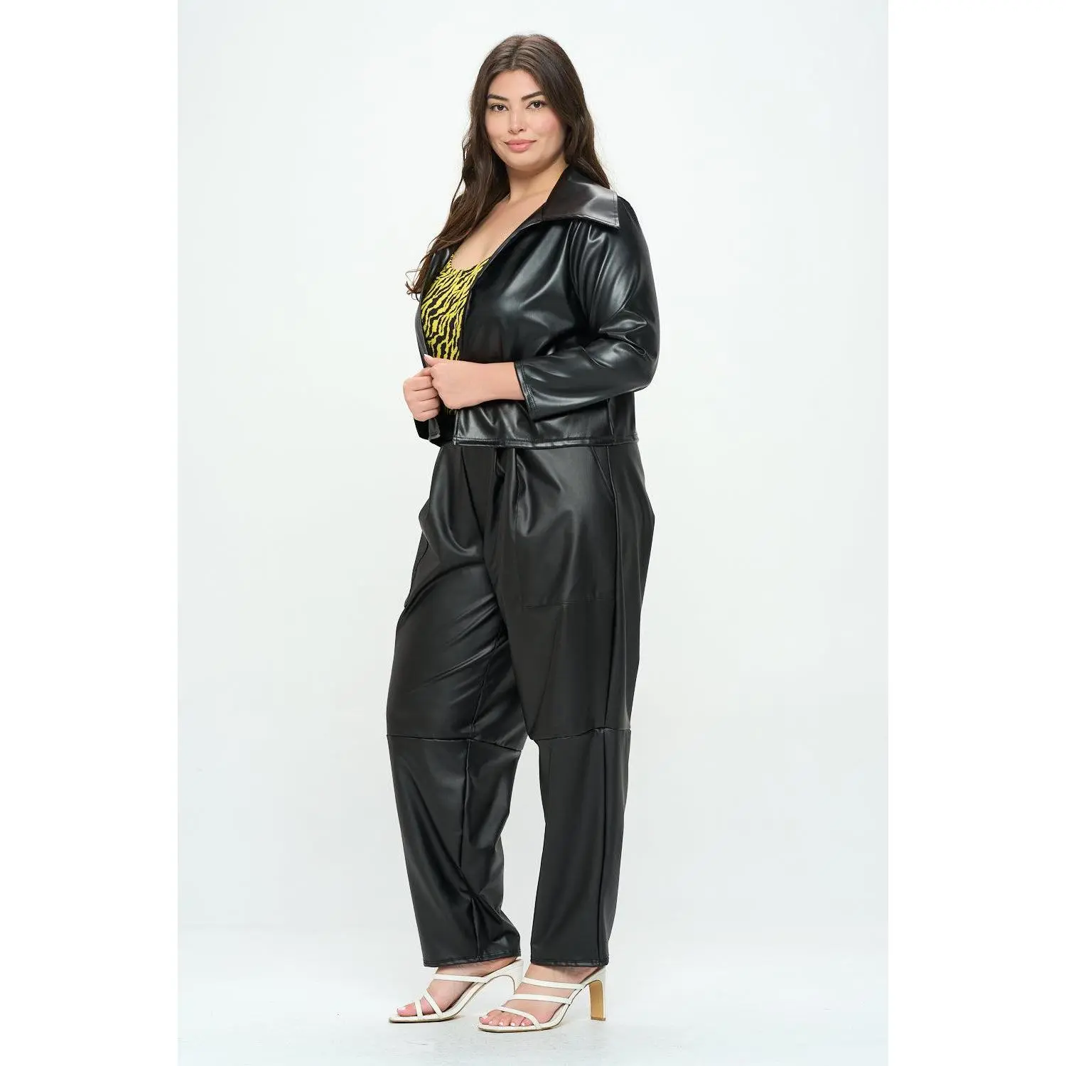 Plus Size L I V D Ryder Crop Vegan Leather Jacket