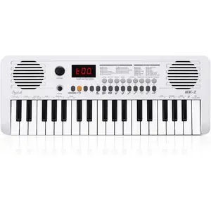 MK-2 37   Keyboard Piano, Portable Small Keyboard with 40 Songs, 200 Sounds, with MIDI Function, LED Display & Dual Speakers, Compact Mini  Piano for /Beginners (White)