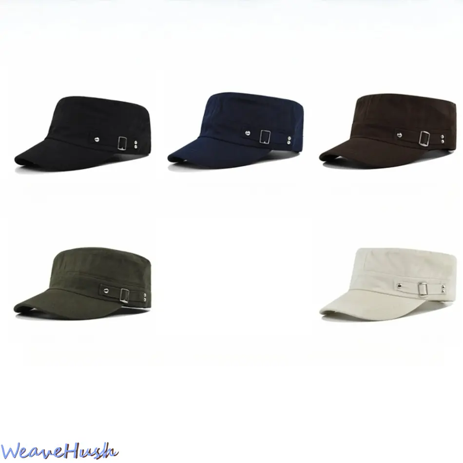 Military‑Inspired Flat Top Solid‑Color Cap, Viral Light‑Plate Black Curved Brim Sun Hat, Adjustable Casual Headwear, Versatile Stylish Accessory for Daily Outfits, Street Style, Outdoor Activities & Trendy Military‑Fan Occasions