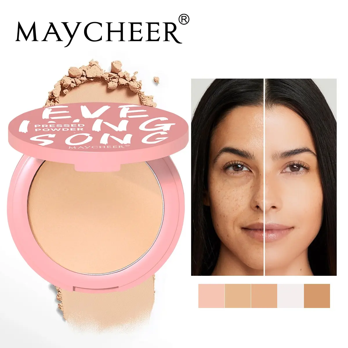Matte Finish Powder Cake, Natural Nude Makeup, Brightening Skin Tone, Waterproof Sweatproof, Cosmetic Product, Matte Pressed Powder, Long-Lasting Wear, Pressed Setting Powder, Face Powder