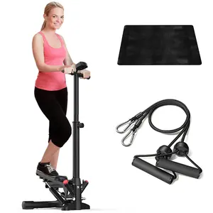 JX FITNESS Total Body 2-in-1 Smart Stepper Machine for Home with Handlebar and Resistance Bands, Total Body Workout, LCD Monitor, Non-Slip Pedals – 300 LB Max Weight
