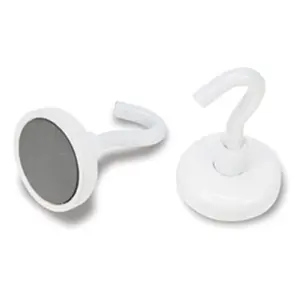 212 MAIN 1 in. White Enamel Finish Magnetic Wall Hook Set, 2-Piece Hardware Wall Hooks
