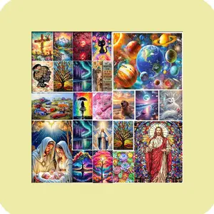 2-Piece 5D Diamond Painting Art Set Mosaic Decorative Embroidery Art Landscape 30x40 cm Frameless Diamond Painting Kit