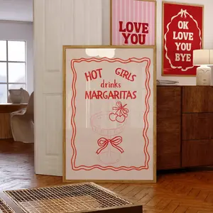 Girls Drink Margaritas Wall Art - Girly Cocktail Print,Poster Unframed - 5 size, 8x12 to 27x40