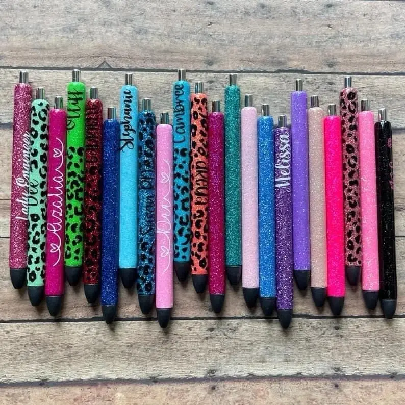 Custom Pen with Epoxy Glitter - Available in Various Colors and Designs