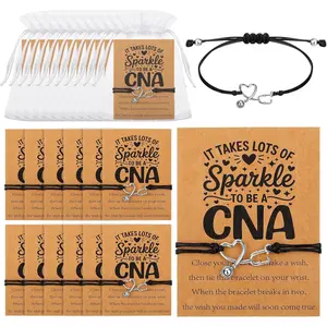 Equsion 24 Sets Cna Appreciation Bracelets Gifts Bulk with Blessing Cards and Bags Certified Nursing Assistant Thank You Gifts for Cna Week Nurses Day Nursing Student Coworkers Graduation Retirement