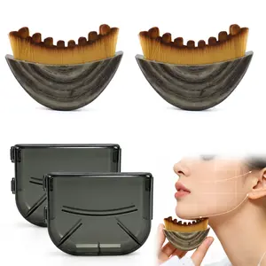2 COUNTS Lymphatic Contour Face Brush Ergonomic Lymphatic Drainage Massager for Jawline & Chin Dry Brushing Tool for Facial Fatigue Relief Daily Use