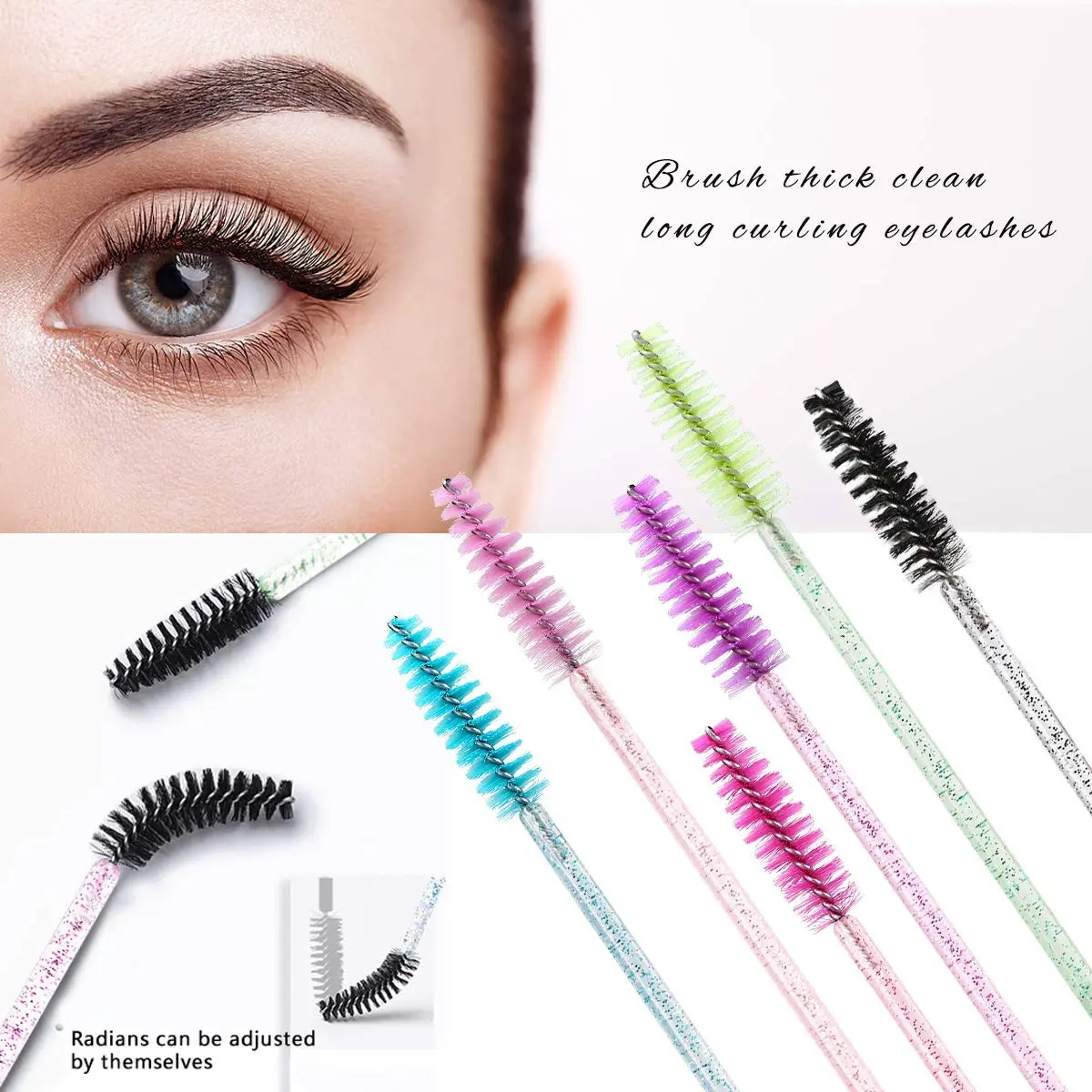 Disposable Mascara Wands, Crystal Eyebrow Spoolies Brush For Eyelash ...