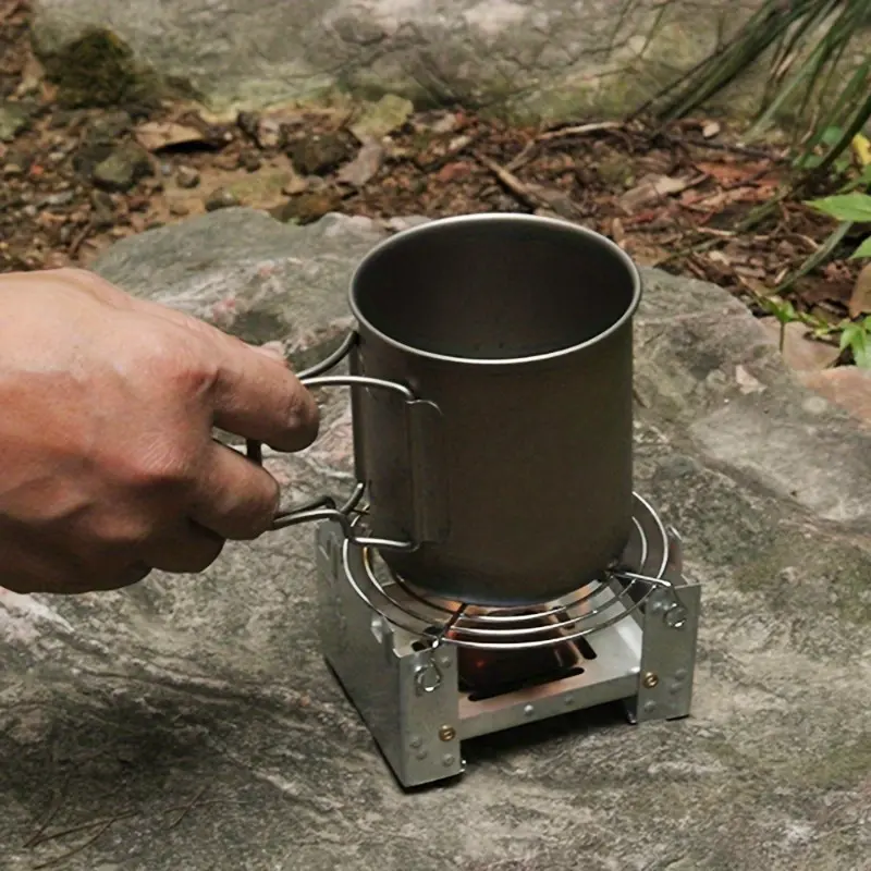 1pc Ultralight Folding Pocket Stove for Outdoor Camping and Survival - Portable Burner for Wood Burning and Army Cam Use Portable Stainless Steel