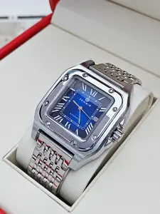 New Tank Series Santos Square Men's Watch Waterproof Calendar Butterfly Buckle Fashion Business Casual Versatile Stylish Mens Wristwatch