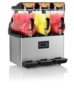GARVEE Commercial Slushy Machine 15Lx3, Tainless Steel Smoothie Frozen Drink Maker with Self-Cleaning Mode, 1200W Electric Large Slushie Machine for Home Party Restaurants Cafe Bars