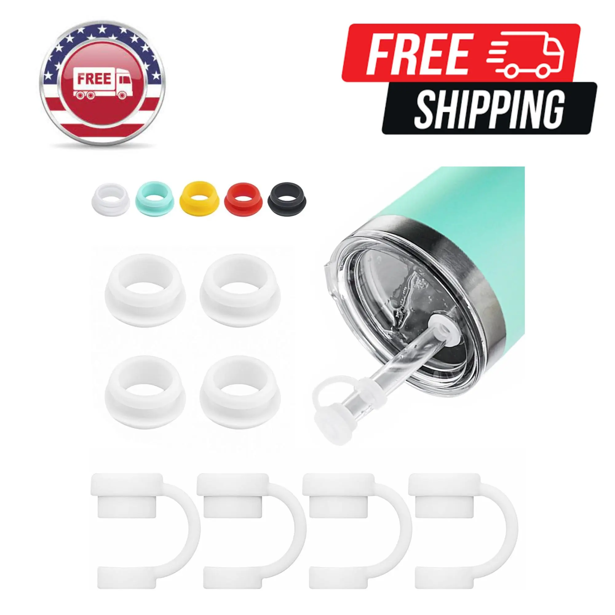 4 Sets Silicone Spill Stopper Compatible (White 4PCS)