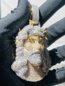 Custom pendant chilled hip-hop Jesus accessory mixed color high-grade glory hip-hop hoarfrost pendant fashionable men's VVS diamond Jesus pendant, gift for friends and family, anniversary gift, birthday giftFree Shipping+7-15 Day Delivery