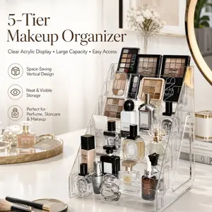 Cosmetic Storage Box, 1pc Multi-Layer Transparent Acrylic Storage Rack, Clear Multilayer Storage, Space-Saving Vanity Organizer, Dressing Table Organizer, Lightweight and Durable Design, Ideal Gift, Home Decoration