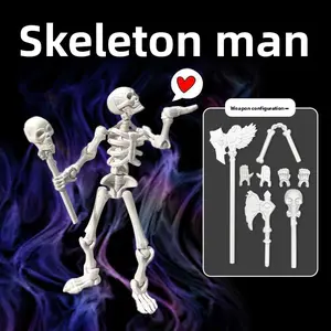 5 Pack DIY Skeleton Model Kit – Articulated Poseable Bone Figures with Weapons, Assembly Action Figures for Tabletop RPG/D&D, Halloween Desktop Decor, Prank Toy & Gift for Kids Adults