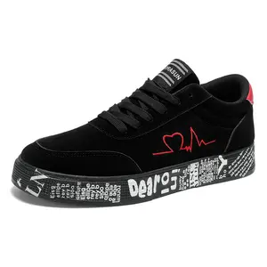 2026 Men's Mid-Top Frosted Leather Skateboarding Shoes, Thick-Soled Black Breathable Versatile Footwear for Skateboarding, Driving - Closed Casual Athletic Trainers (A22Red)
