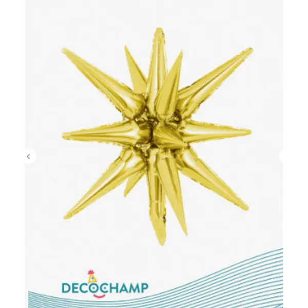 Decochamp Starburst Champagne 3D Foil Balloon - 22" in.