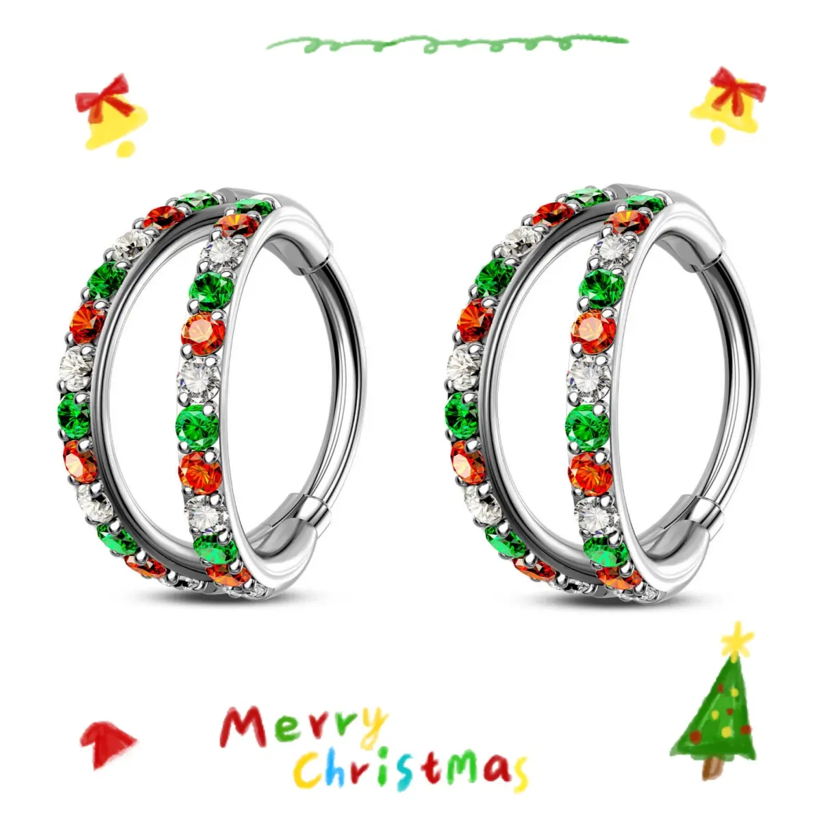 2Pcs Double Christmas Rings