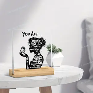 Inspirational Acrylic Desktop Decor, Vintage Plaque Decor, Positive Affirmations, Elegant 2D Design, Perfect Gift for Home Office Cafe, Birthday Graduation Holidays