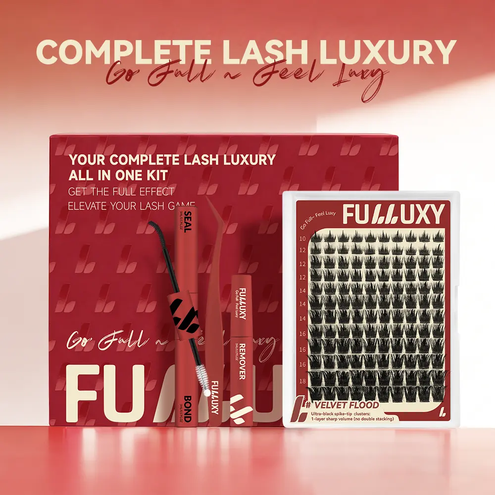 Fulluxy Velvet Flood | Signature Spike Lashes No Stacking Needed, Long-Lasting & Easy DIY | Complete Set with Glue Remover & Tweezer for Beginners | One Layer = Bold, Luxe Volume