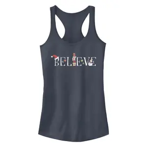 Junior's Lost Gods Christmas Believe Racerback Tank Top