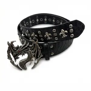 Easter Y2k Dragon Design Decor Belt, Wide Waistband for Party, Designer Belt, Men's & Women's Bohemian Style Vintage Skeleton Riveted Hip Hop Punk Rock Y2K Gift Belt