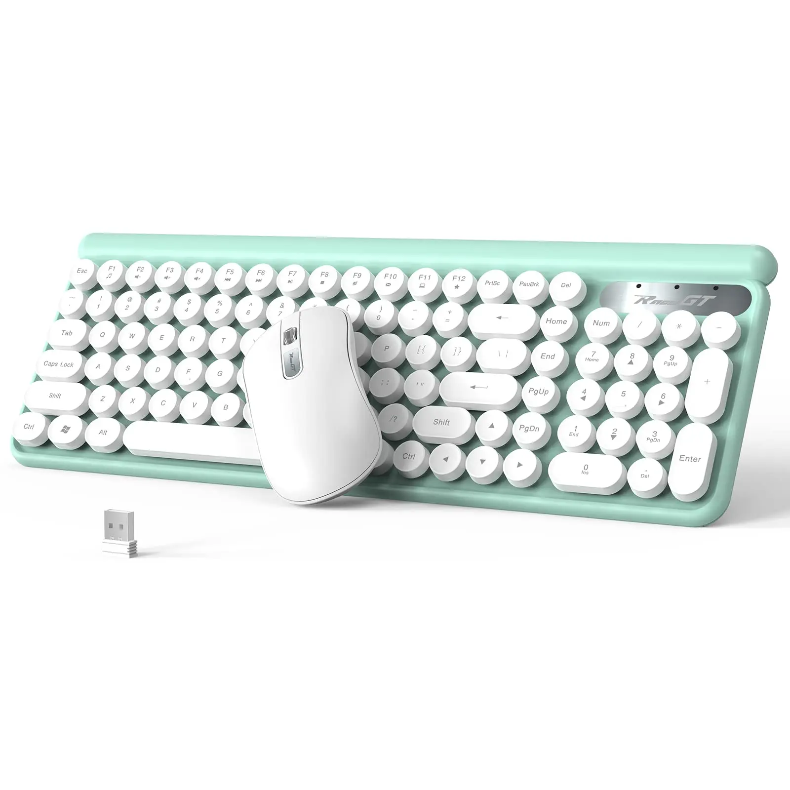 Wireless Typewriter And Mouse - With Silent  Cute Retro Combo 2.4g Cordless Usb Computer Set For Windows Laptop/desktop/pc