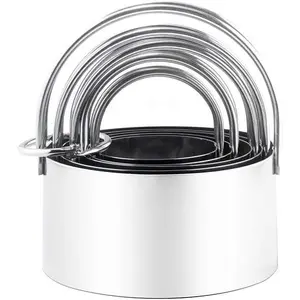 Stainless Steel Biscuit and Cookie Cutters with Handle - 5- Set(1.75"~3.25"), for Professional Baking and  Kitchen