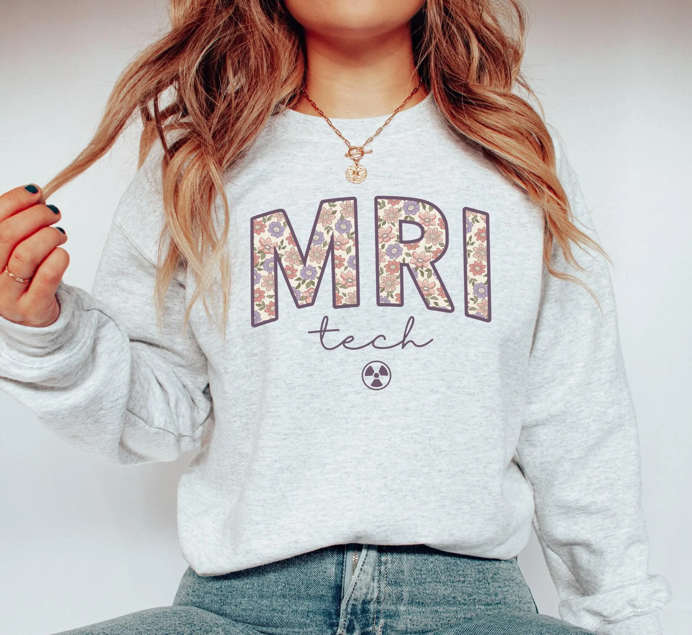 MRI Tech  Sweatshirt / Short Sleeve T-SHIRT • Gift for MRI Techs • MRI Technologist Floral • Mri Work Sweatshirt • Radiology Graduation shirt • Rad Tech shirt Crewneck Medium Womenswear Hoodie
