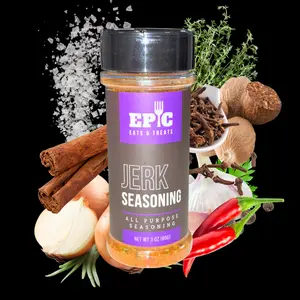 Epic Eats & Treats Jerk Seasoning Blend - Gluten Free Vegan Zero Calories Low Sodium All Purpose Spice for Grilling Baking Frying Flavor Chicken
