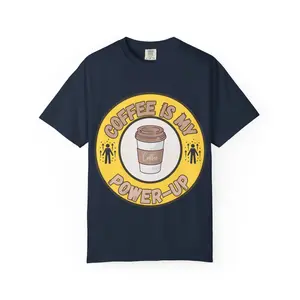 Coffee Power-Up T-Shirt | Unisex Garment-Dyed Tee, Coffee Lover Gift, Casual Wear, Fun Shirt, Perfect for Baristas, Coffee Enthusiasts