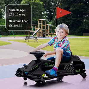 GAOMON Green 12V Ride On Go Kart For Kids With 45W Brushless Motor Variable Speed Five Mile Per Hour Drift System Led Lights Music Low Power Alarm And Safety Features Suitable For Ages Eight To Twelve Green