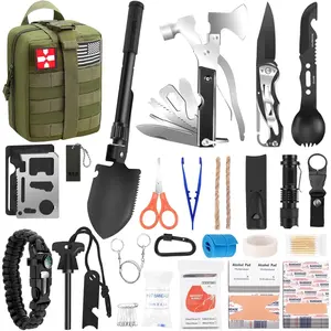 Gifts  Men Christmas Dad, Survival Kit, 150 PCS Survival Gear and Supplies Equipment with Trauma Bag, Molle Pouch Emergency Kit  Outdoor Camping, Hunting, Car, Home, Earthquake, Adventures