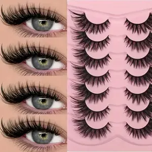 7 Pairs Dense Plush Reusable C/d Curl Lashes, Curly Lashes, Adds Amazing Charm to Eyes, Perfect for Dual Eyelash Enhancements, Cosmetic, Volumized False Eyelashes