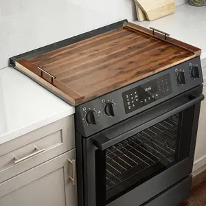 Acacia Stove Top Covers for Electric Stove - Wooden Noodle Board for Gas Stovetop - Stove Top Covers for Gas Burners - Wooden Kitchen Sink Cover for Counter Space & Decorative Tray (Walnut)