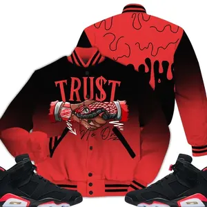Retro 6 Infrared Varsity Jacket, Black Infrared 6s Outfits, Snake Trust No One Unisex T-Shirts To Match Sneakers Streetwear