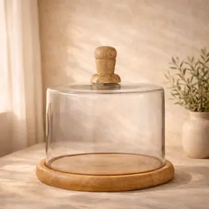 Brown Glass Decorative Cake Stand with Glass Lid